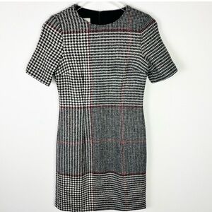 HOBBS Herringbone Wool Short Sleeved Sheath Dress